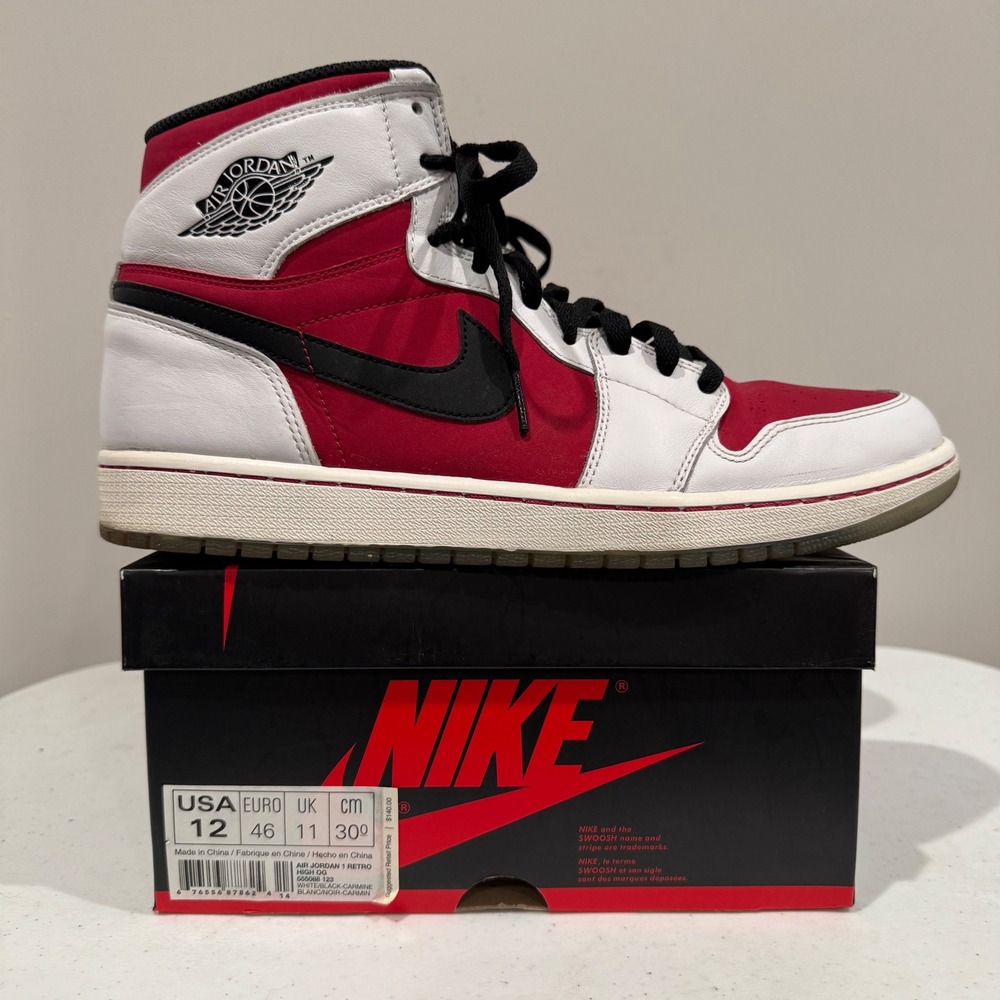 Nike Air Jordan 1 Retro High OG Carmine White Black Red 555088-123 Mens Size 12